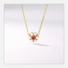 925 sterling silver fashion new red tourmaline topaz flower necklace female J058