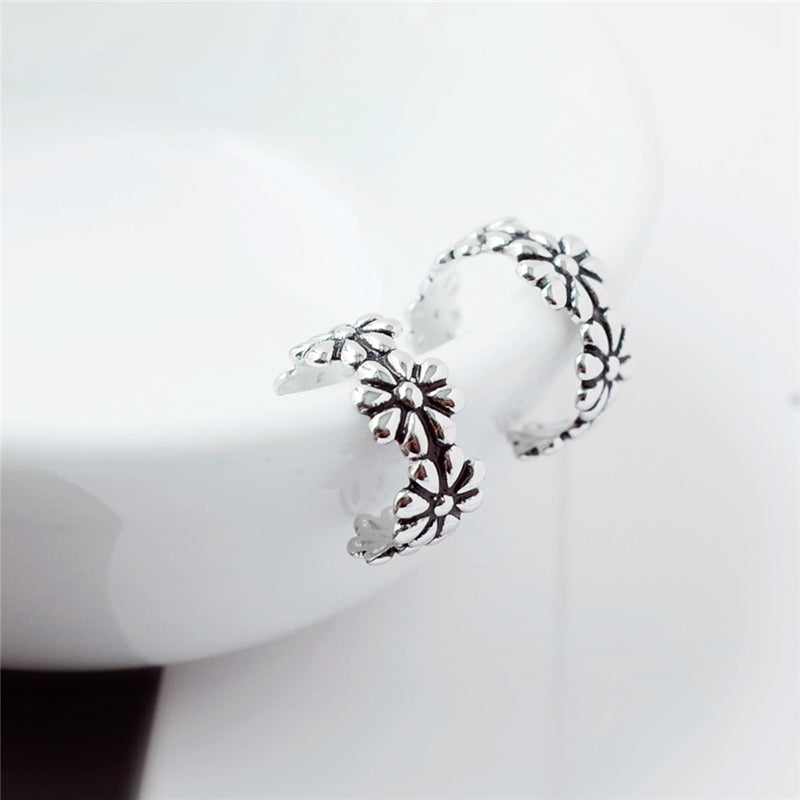 925 sterling silver fashion thai silver small black pattern ear bone clip female models silver clip earrings silver earrings