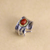 925 sterling silver feather red agate rings silver handmade natural China red color feather rings for women jewelry for charms