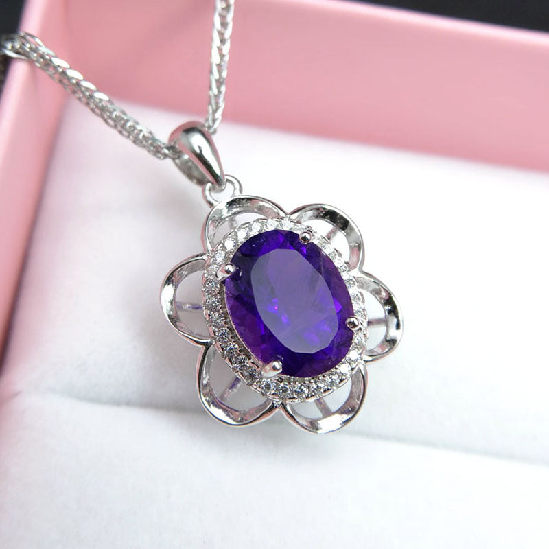 925 sterling silver fine pendant necklace jewelry 925 sterling silver good color africa amethyst 3ct gemstone jewelry for women