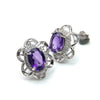 925 sterling silver flower shape stud earring with natural good color african amethyst gemstone fine jewelry for women best gift