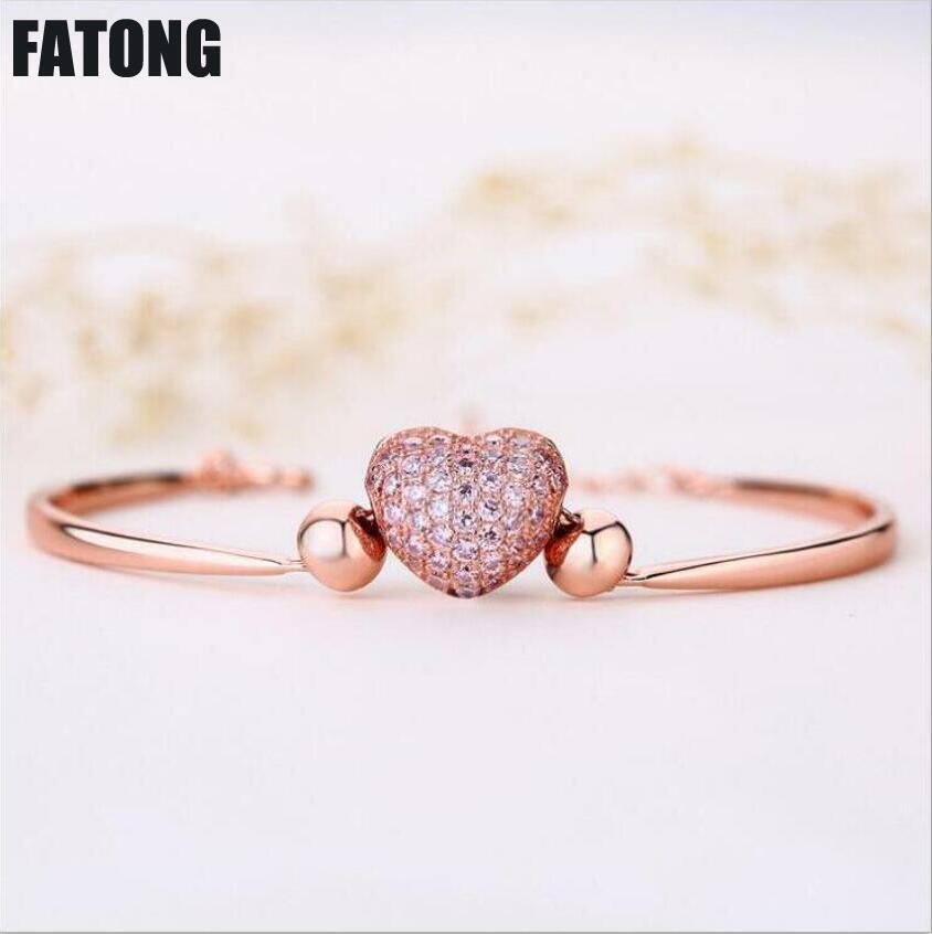 925 sterling silver full zircon heart bracelet female Korean fashion factory outlet J010