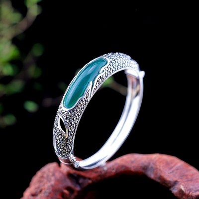 925 sterling silver green jade bangles silver palace vintage adjustable 925 jade bangles for women palace jewelry for charms
