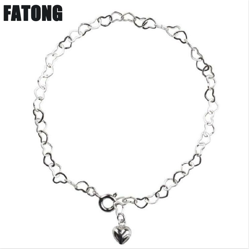 925 sterling silver heart-shaped bracelet female temperament personality hollow silver jewelry J0295