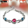 925 sterling silver heart-shaped natural crystal bracelet female Korean fashion jewelry J0199