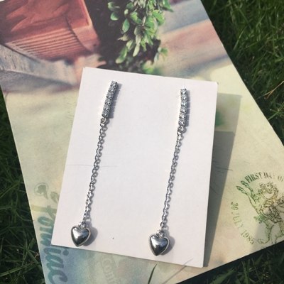 925 sterling silver heart tassel mosaic zircon stud earrings trendy fashion design sweet girl heart earrigns charm fine jewelry