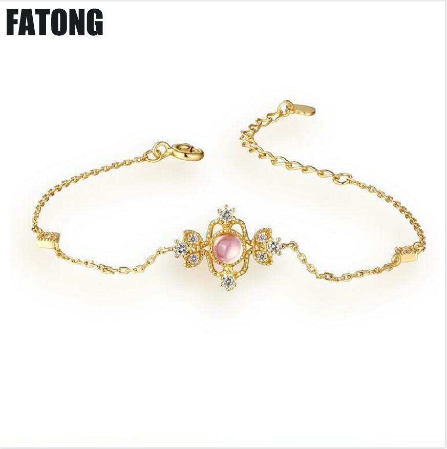 925 sterling silver hibiscus stone bracelet original jewelry explosion jewelry female J081