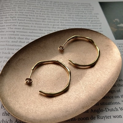 925 sterling silver irregular stud earrings gold Mobius fashion personality big earrings for women 925 gold charm jewelry gift