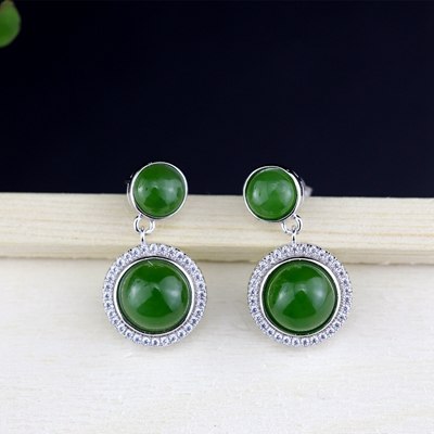 925 sterling silver jasper earrings green handmade fashion wild natural jasper stud earrings for women jade jewelry for charms