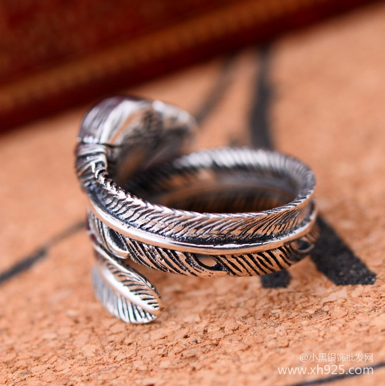 925 sterling silver jewelry original new Eagle Feather men's ring jewelry jewelry