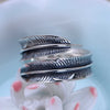 925 sterling silver jewelry silver ring opening and retro feather jewelry jewelry