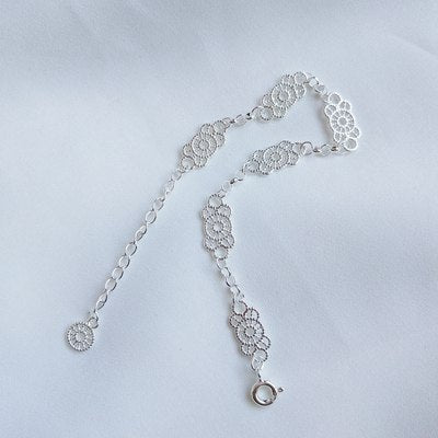 925 sterling silver lace openwork bracelets silver fashion bud silk lace design flowers bracelets wedding for women jewelry gift