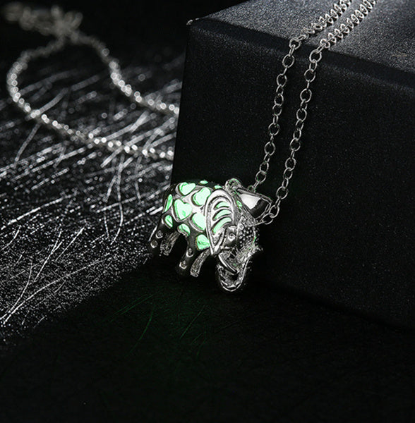 925 sterling silver ladies'necklace female short chain birthd Luminous series cute fashion elephant luminous wedding necklace