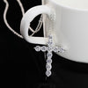 925 sterling silver  necklace shiny inlaid zircon crystal pendant cross necklace 18/20/22/24 inch ladies party jewelry