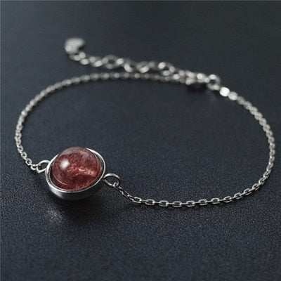 925 sterling silver natural Strawberry crystal bracelets simple fashion design wild charms earrings for women elegant jewelry