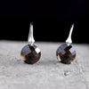 925 sterling silver natural crystal earrings silver Cutting round handmade natural green crystal for women fine jewelry charms