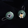 925 sterling silver natural jade earrings silver DongLing jade creative handmade flower drop earrings for women jade jewelry