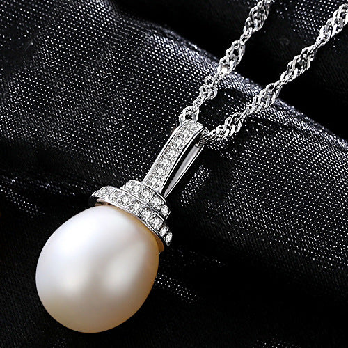 925 sterling silver necklace 100% genuine natural pearl necklace&pendant for women white/pink/purple three color