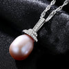 925 sterling silver necklace 100% genuine natural pearl necklace&pendant for women white/pink/purple three color