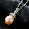 925 sterling silver necklace 100% genuine natural pearl necklace&pendant for women white/pink/purple three color