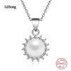 925 sterling silver necklace pearl pendant natural silver jewelry for women and 2-color 18-inch