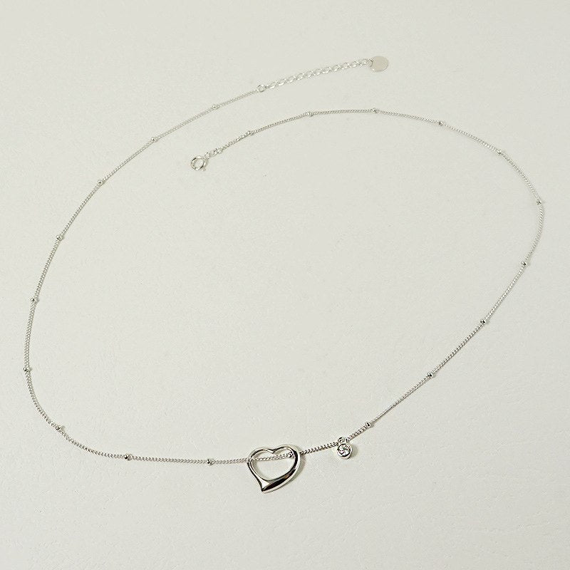 925 sterling silver openwork heart zircon pendants necklace simple fashion design wild necklace for women 2020 charms jewelry