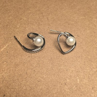 925 sterling silver pearl stud earrings mosaic zircon arc V design earrings for women wild 2020 fashion charm fine jewelry gift