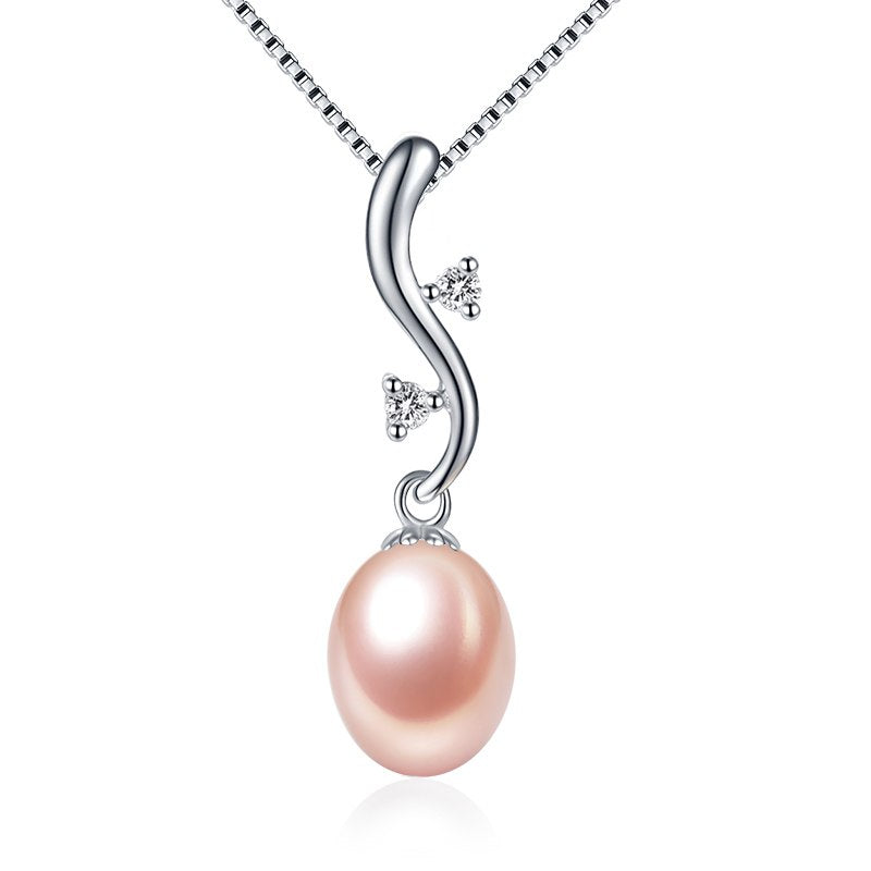 925 sterling silver pendant necklace with natural pearls pink purple white color optional for women 2020 new arrival promotion