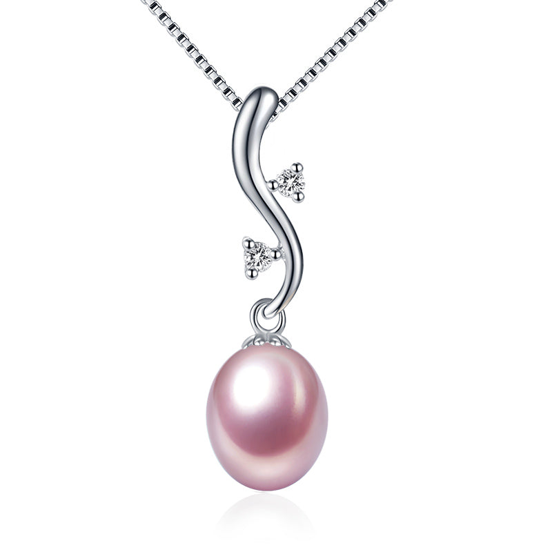 925 sterling silver pendant necklace with natural pearls pink purple white color optional for women 2020 new arrival promotion