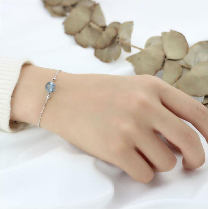 925 sterling silver pink blue strawberry crystal bracelet fresh natural personality wild transport beads children's jewelryJ0296