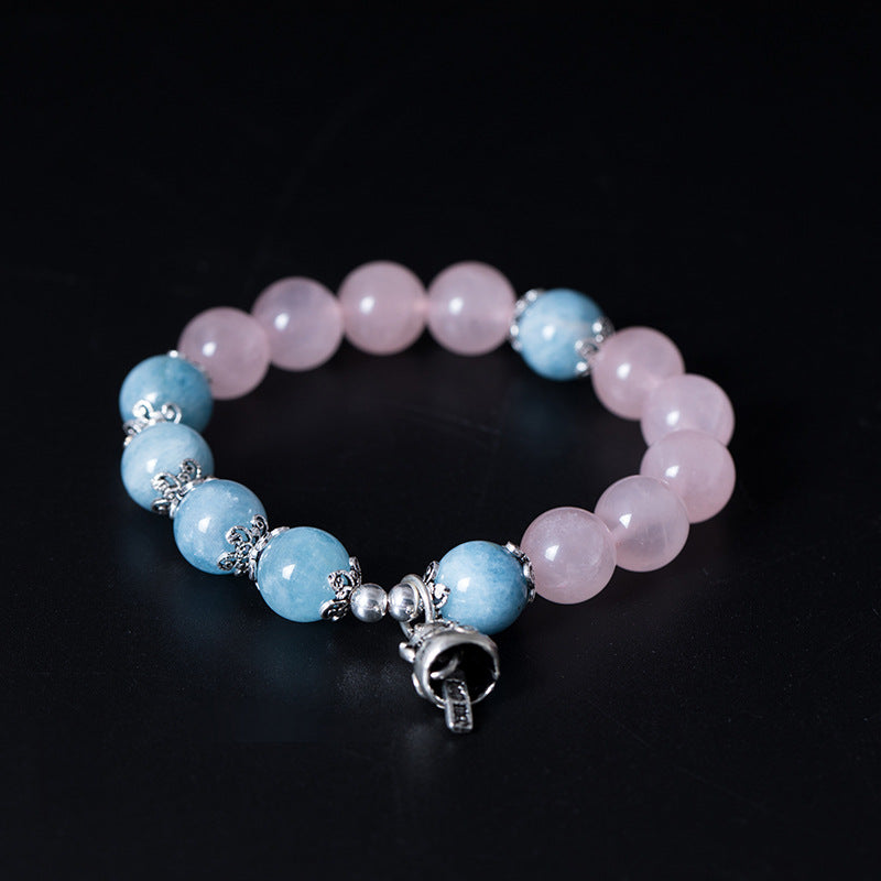 925 sterling silver pink crystal bracelets pink handmade DIY summer wild natural stone rose quartz bracelets for women jewelry