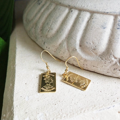 925 sterling silver queen square card earrings golg color square design wild temperament earrings for women charms jewelry gift