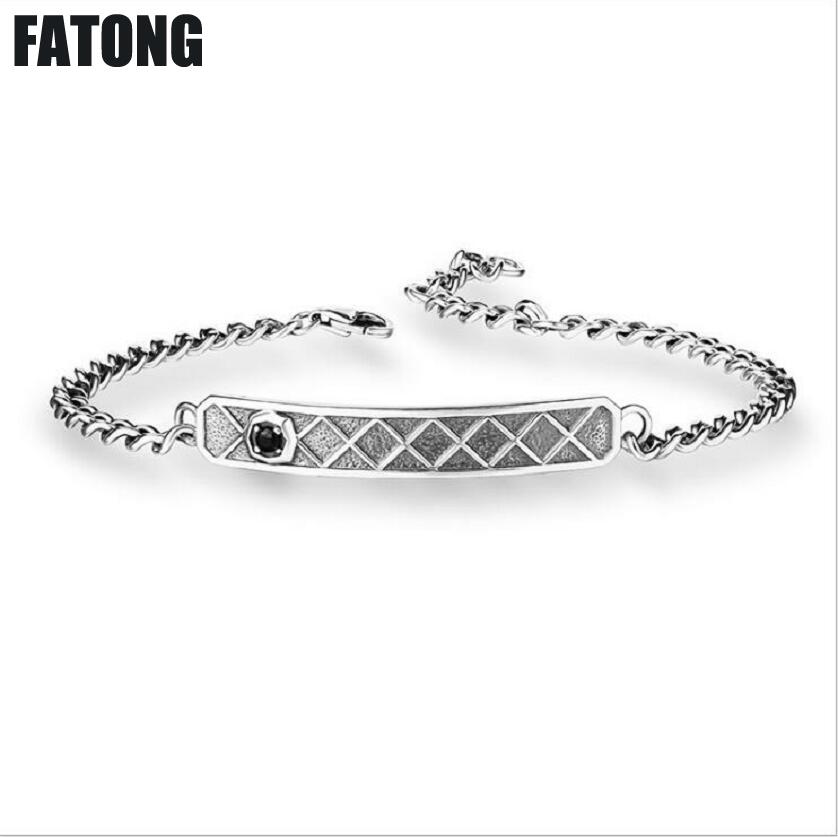 925 sterling silver retro jewelry simple fashion ethnic style couples wild bracelet. J087