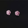 925 sterling silver rose flowers drop of glaze stud earrings cute literary temperament pink- red earrings for women jewelry