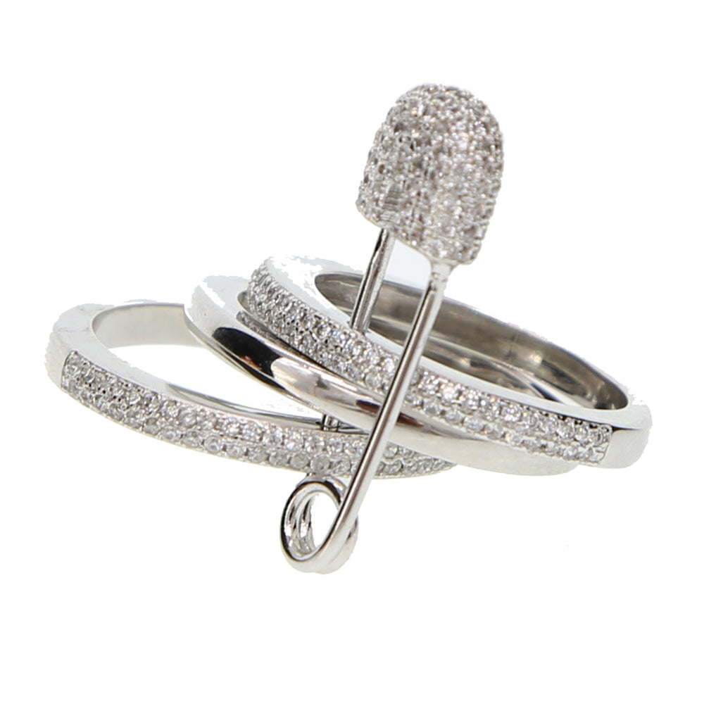 925 sterling silver rose gold silver color three stack rings safety pin fashion 2020 new design stackable full finger ring