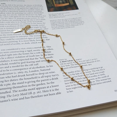 925 sterling silver round bead chain necklace gold fashion wild bead cross chain neckalce for women charms necklace jewelry