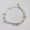 925 sterling silver round bead double layer bracelets silver fashion round bead box chain friends bracelets for women jewelry