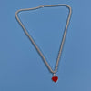 925 sterling silver round bead love necklace heart-shaped enamel pendant women's brand  jewelry