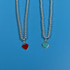 925 sterling silver round bead love necklace heart-shaped enamel pendant women's brand  jewelry