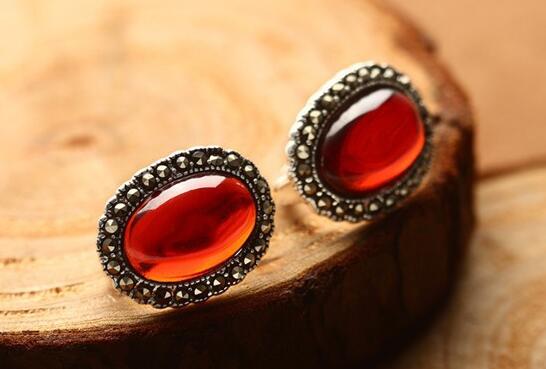 925 sterling silver silver earrings are exaggerated red pomegranate corundum RUBY EARRINGS JEWELRY female new