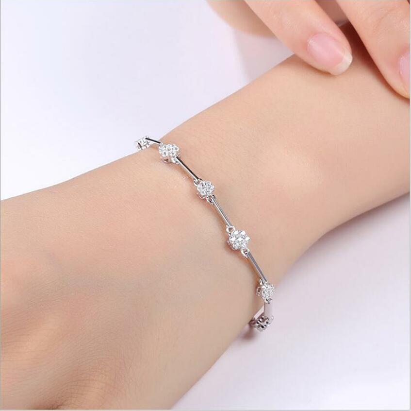 925 sterling silver snowflake bracelet female Korean fashion jewelry J0206