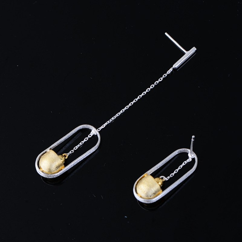 925 sterling silver spendulum clock earrings gold handmade fashion personality asymmetry stud earrings for women fine jewelry