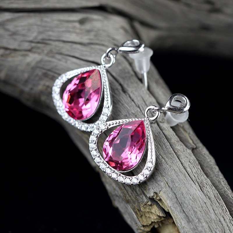 925 sterling silver square four claws only ms crystal earrings earrings