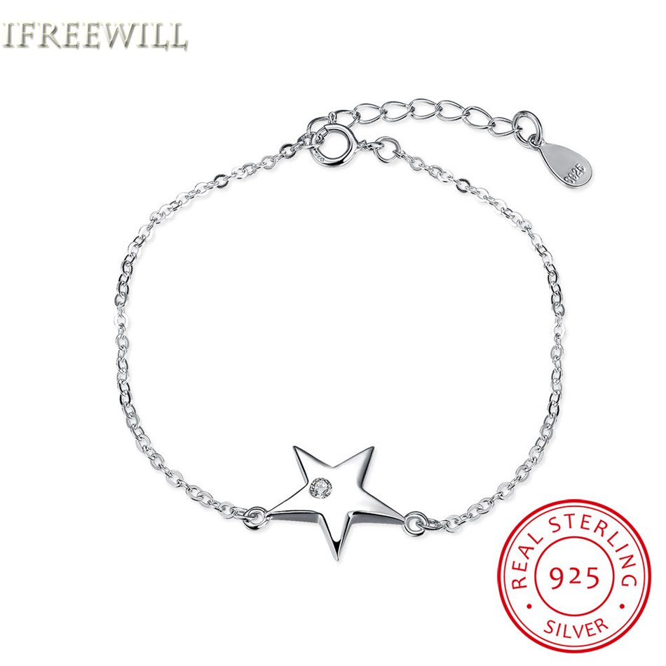 925 sterling silver star Bracelet for woman New Product Five-pointed Star link chain fine jewelry Wholesale