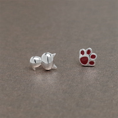 925 sterling silver stud earrings new cat and cat claws lovely wild asymmetric silver earring fine jewelry for female