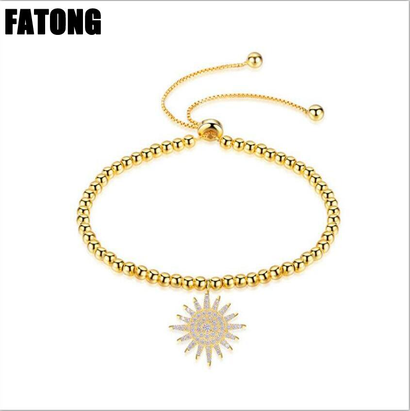 925 sterling silver sun flower ball fashion bracelet woman and girl gift. J0204