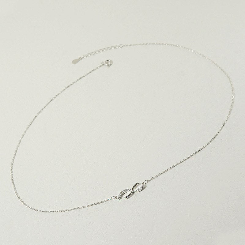 925 sterling silver wave crossing zircon pendants necklace simple fashion design wil necklace for women 2020 charms jewelry gift