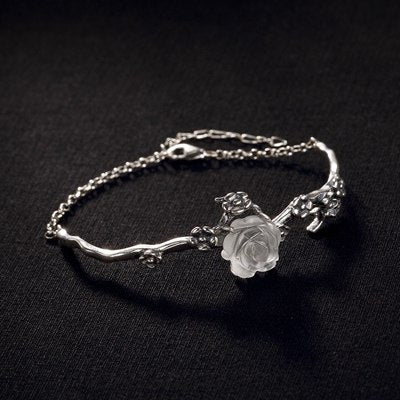 925 sterling silver white crystal bracelets silver vintage handmade natural white crystal adjustable bracelets for women jewelry