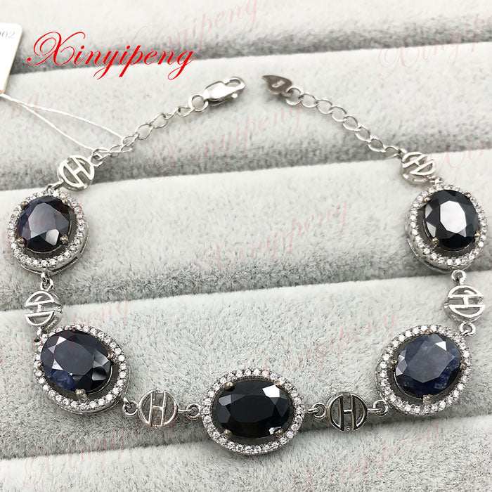 925 sterling silver with 100% natural Sapphire bracelet Fashion jewelry Mother a gift affordable