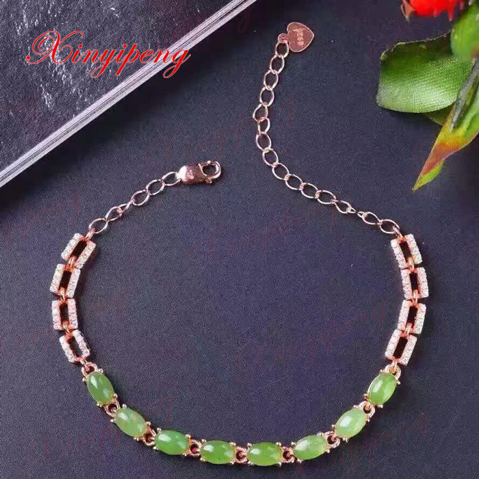 925 sterling silver with 100% natural jasper bracelet women with Luxury and generous A wedding gift